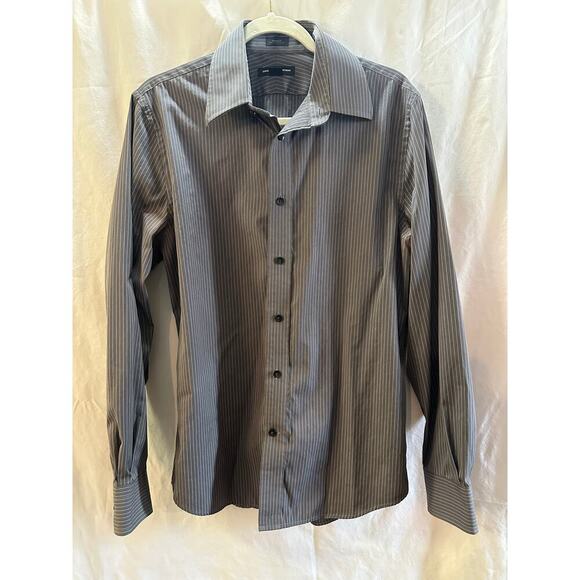 Express Design Studio Modern Fit Striped Dress Shirt - Size Medium - Picture 1 of 4